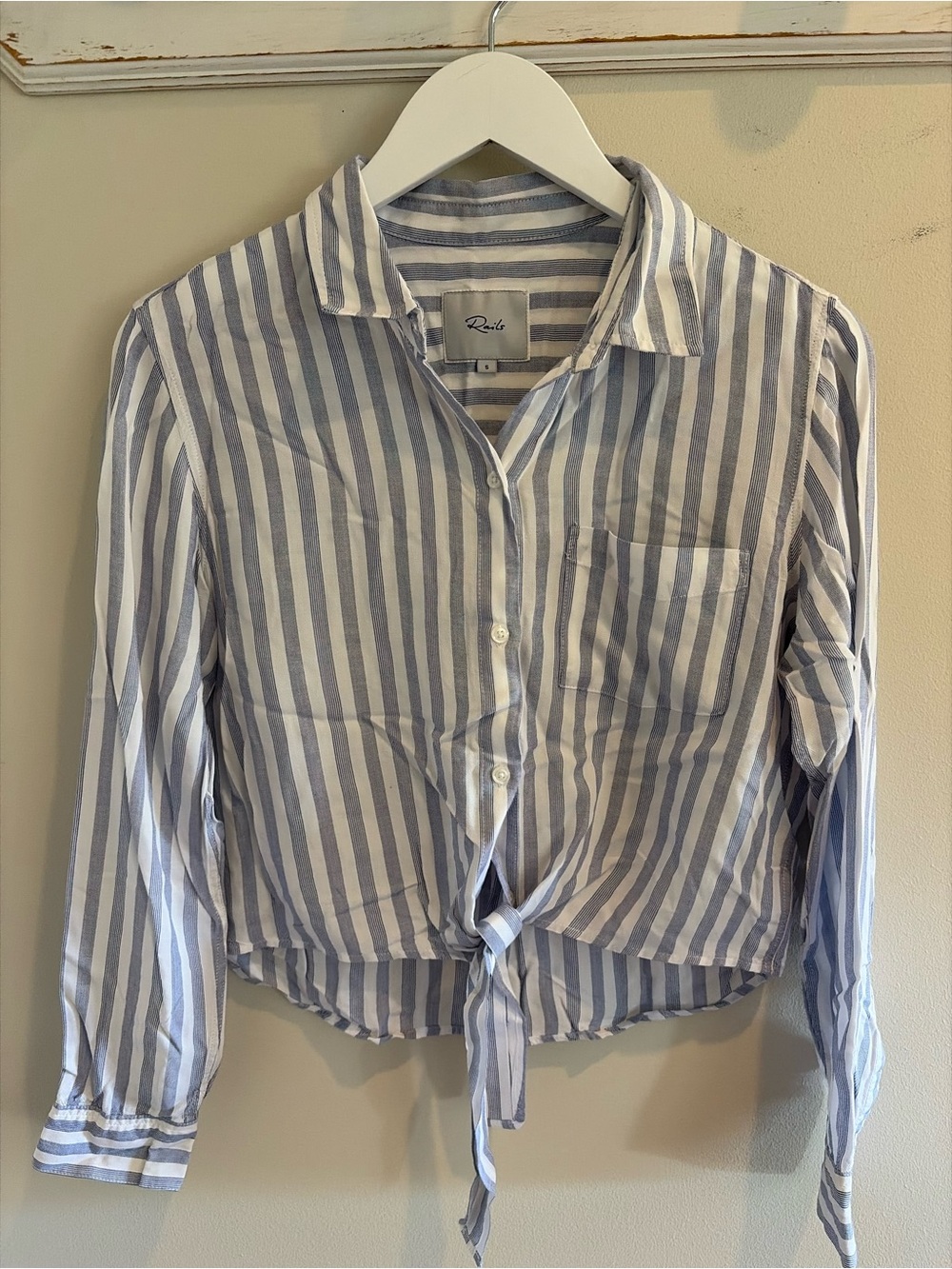 Rails Blue & White Striped Tie-Front Button Shirt